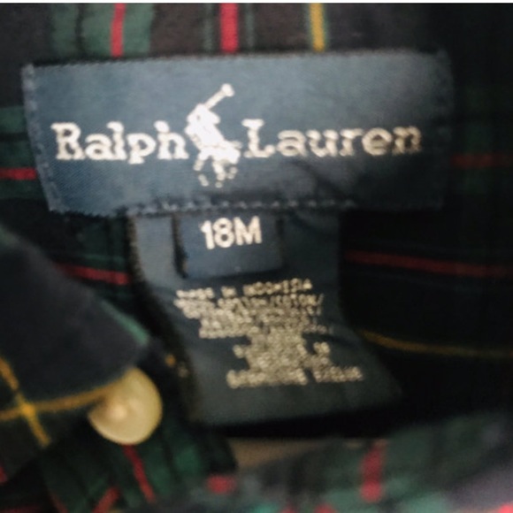RALPH LAUREN Christmas Plaid Button Down Shirt 18m - Picture 2 of 3